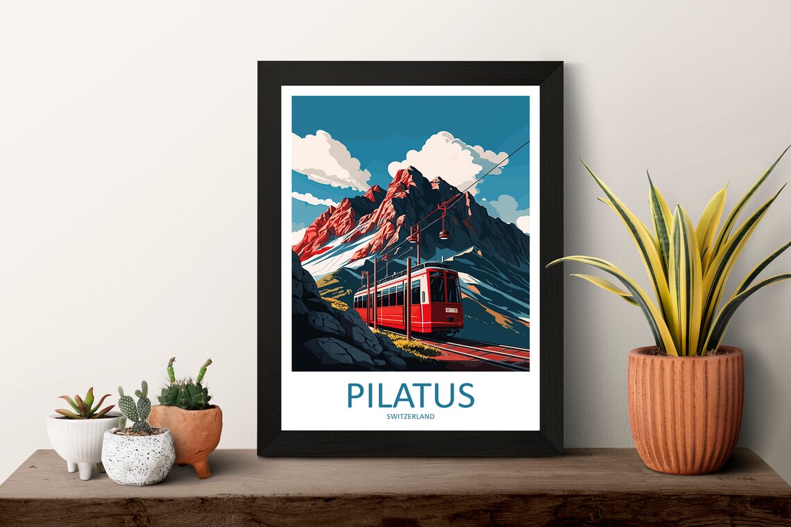 Pilatus Travel Poster, Switzerland Landscape Art - Image 3