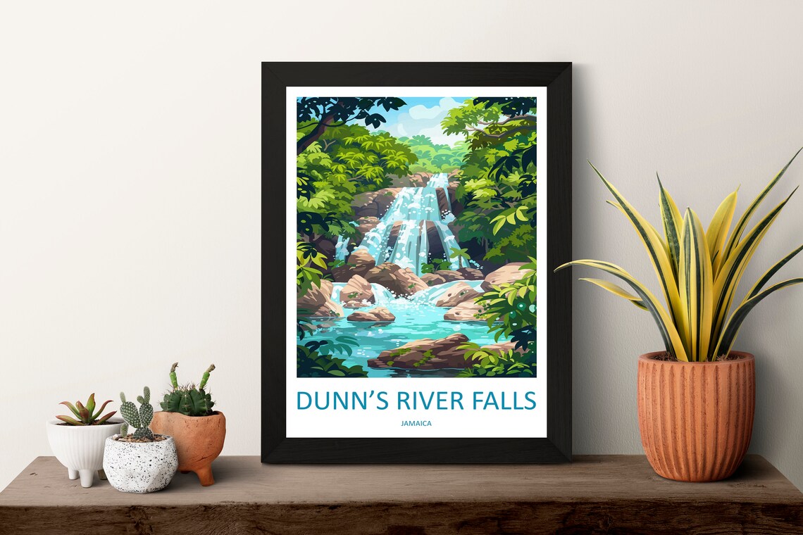 Dunns River Falls Travel Poster, Jamaica Landmark - Image 3