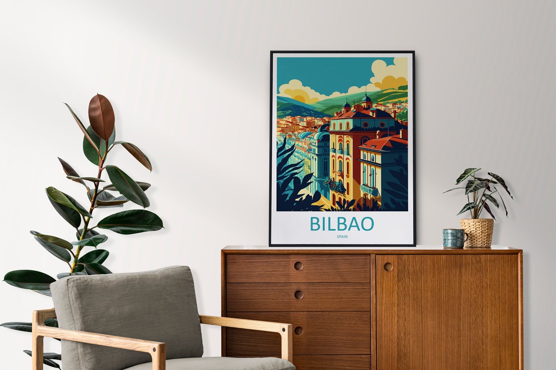 Bilbao Spain Historic Rooftops Golden City Panorama Sunset Poster - Image 2