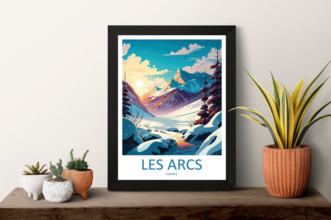 Les Arcs Ski Resort Art Print, France Travel Poster - Image 3
