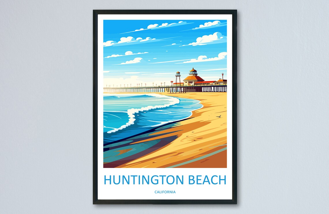 Huntington Beach Travel Poster, California Wall Art