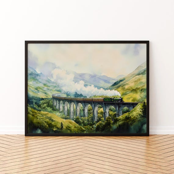 Glencoe Scotland Watercolor Poster Travel Print Highland Landscape Painting Mountain Valley Wall Art Uk Souvenir