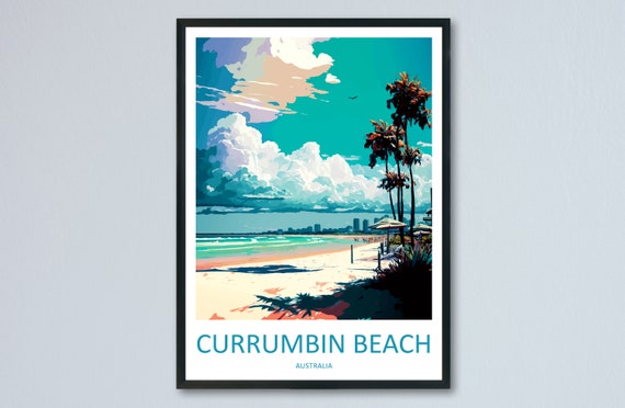Currumbin Beach Travel Poster, Australia Wall Art