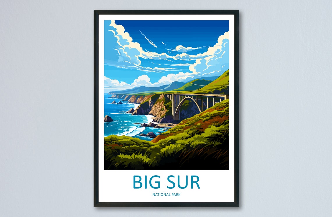 Big Sur California Coastline Bridge National Park Travel Poster