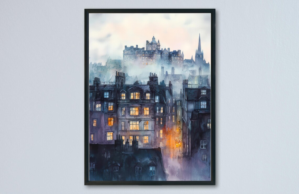 Edinburgh Cityscape Watercolor Wall Art Print