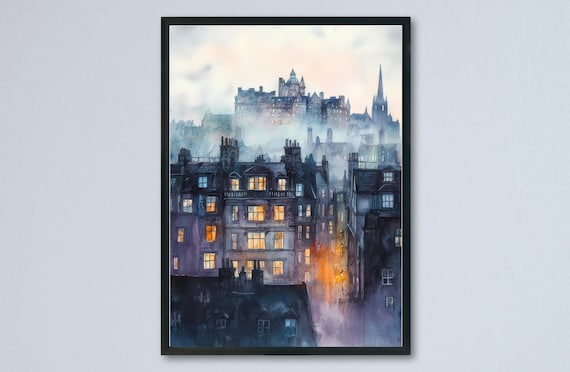 Edinburgh Cityscape Watercolor Wall Art Print