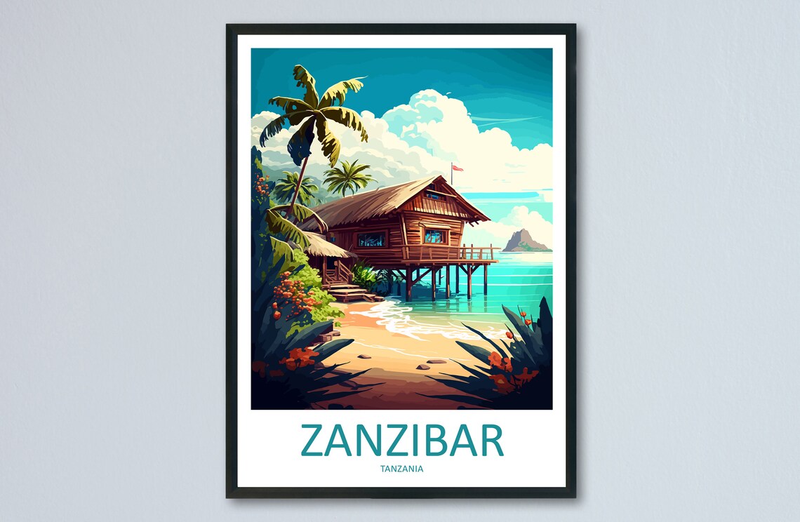 Zanzibar Travel Poster, Tanzania Wall Art