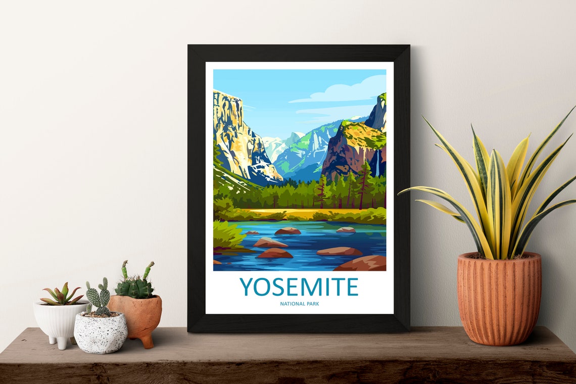 Yosemite National Park Valley Cliffs River Granite Peaks Travel Poster - Image 3