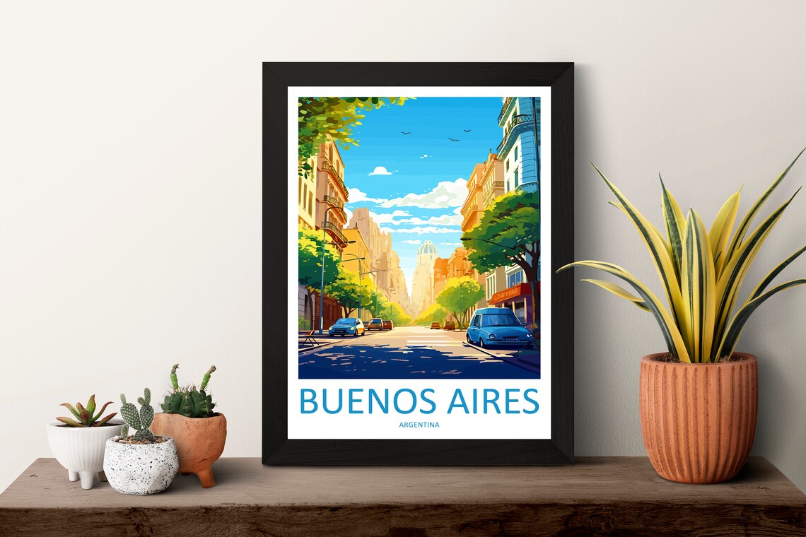 Buenos Aires Argentina Sunny Historic Street Vintage Travel Poster Art - Image 3