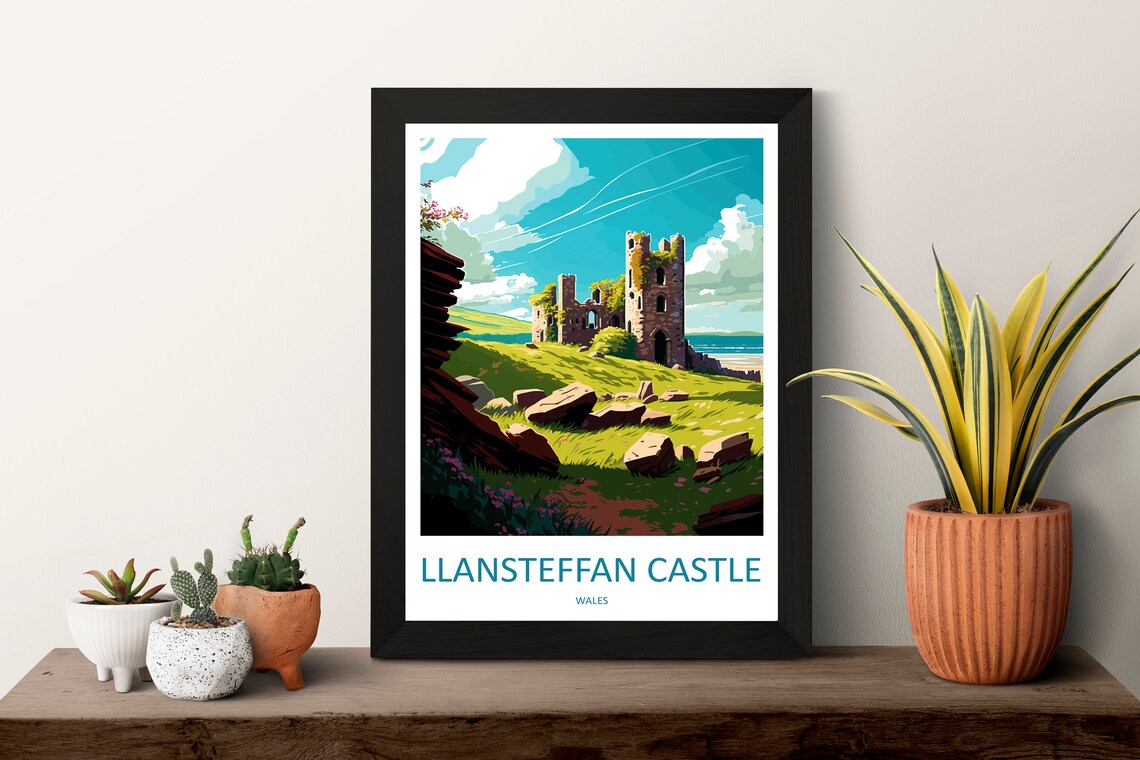 Llansteffan Castle Travel Poster, Wales Landscape - Image 3