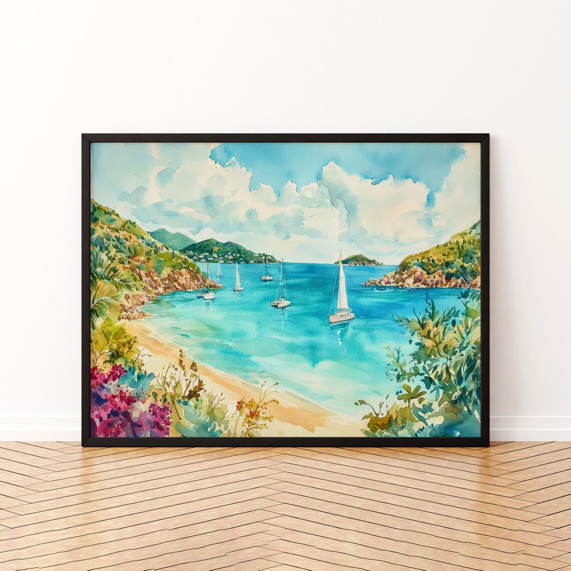 British Virgin Islands Watercolor Poster, Travel Poster
