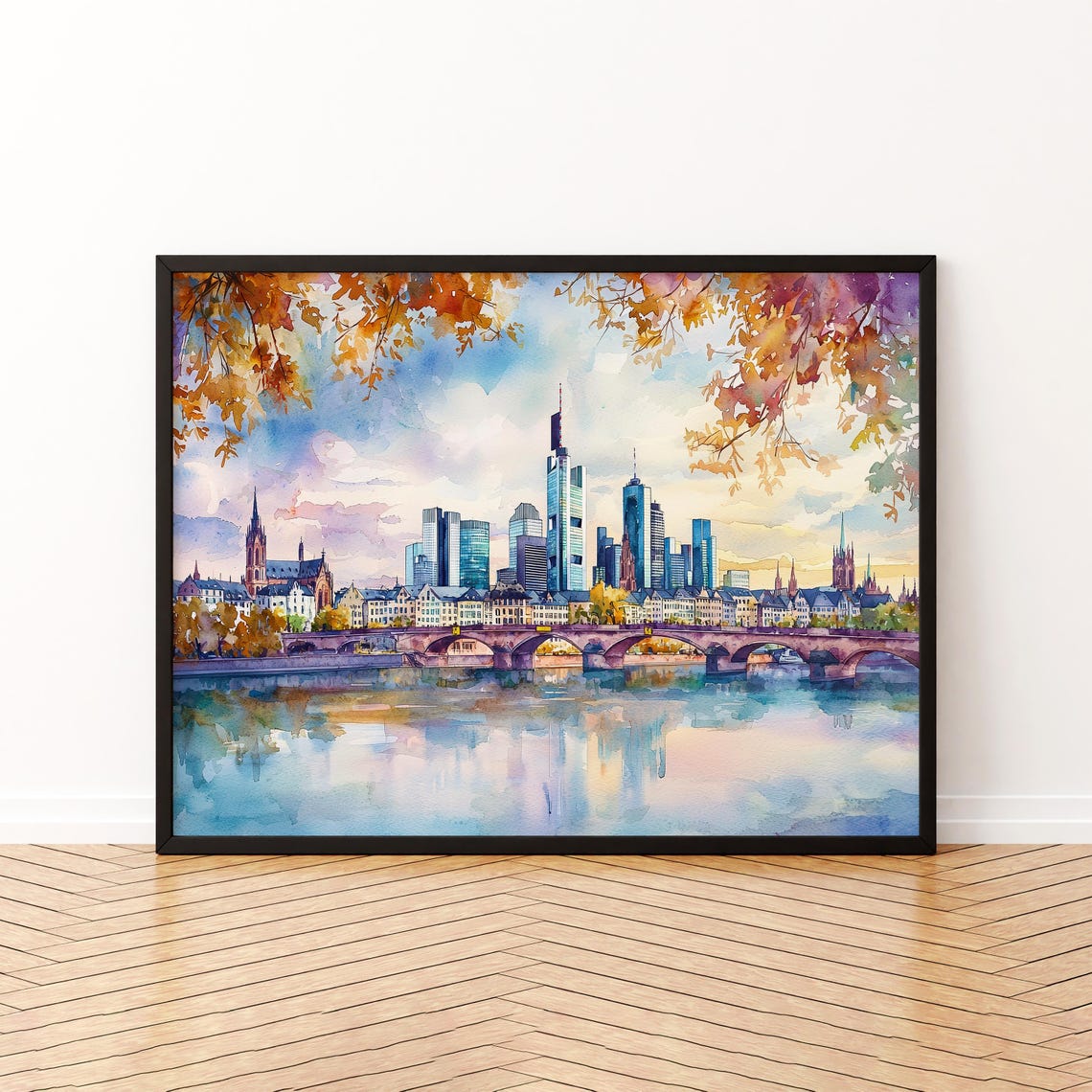 Frankfurt Watercolor Poster Wall Art Hanging Home Dcor Gift Lovers Germany