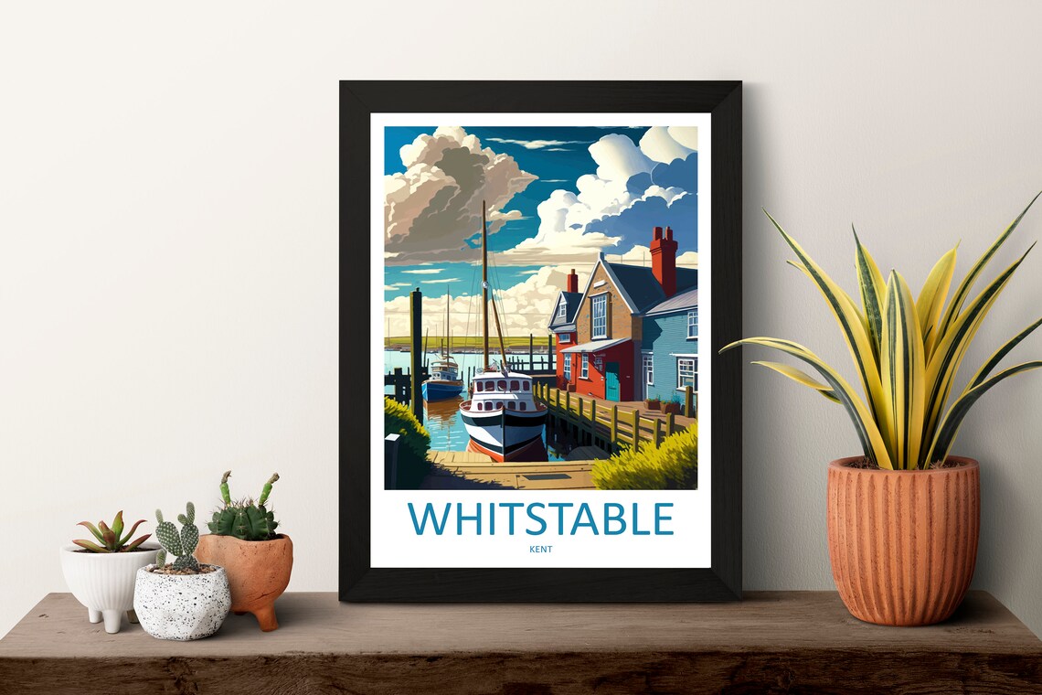 Whitstable Harbour Travel Poster, England Wall Art - Image 3