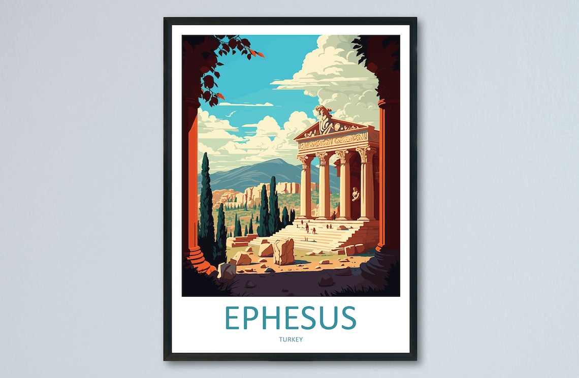 Ephesus Travel Poster, Turkey Wall Art Print
