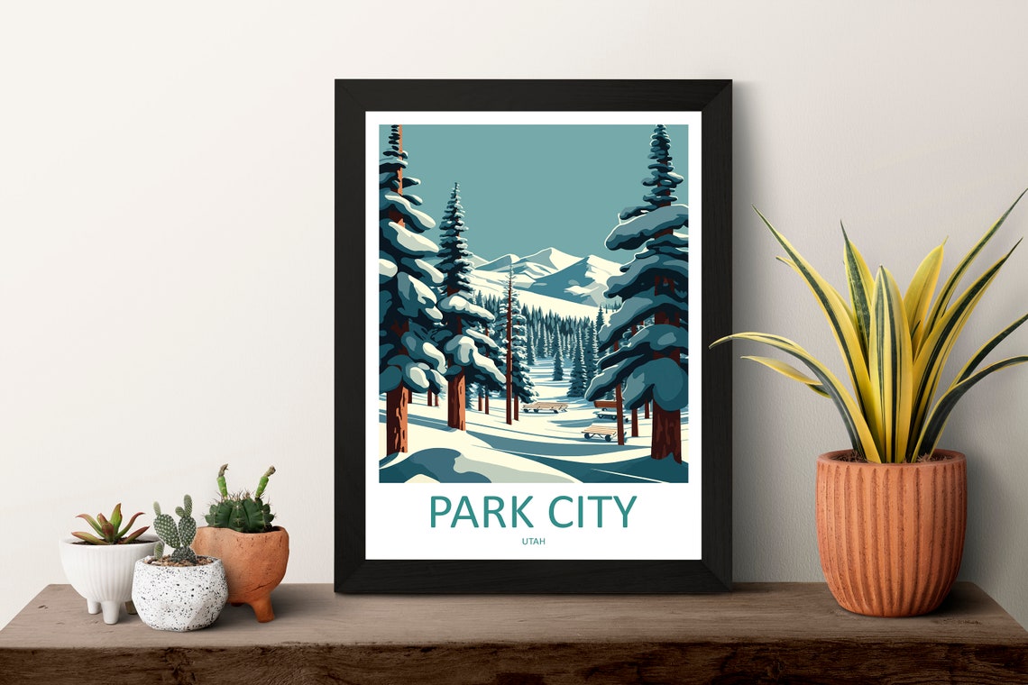 Park City Travel Print Wall Art Park City Wall Hanging Home Dcor Park City Gift Art Lovers Ski Art Lover Gift Park City Print Skiing Print - Image 3