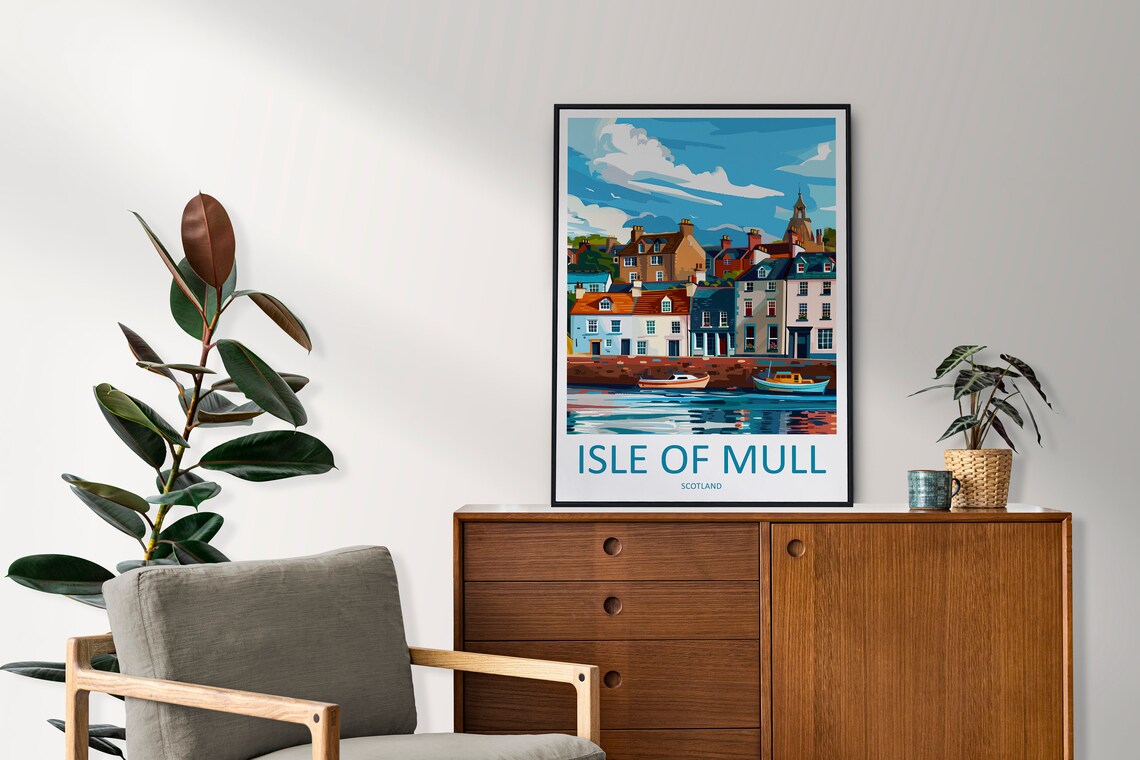 Isle of Mull Scotland Colorful Harbor Boats Waterfront Poster - Image 2