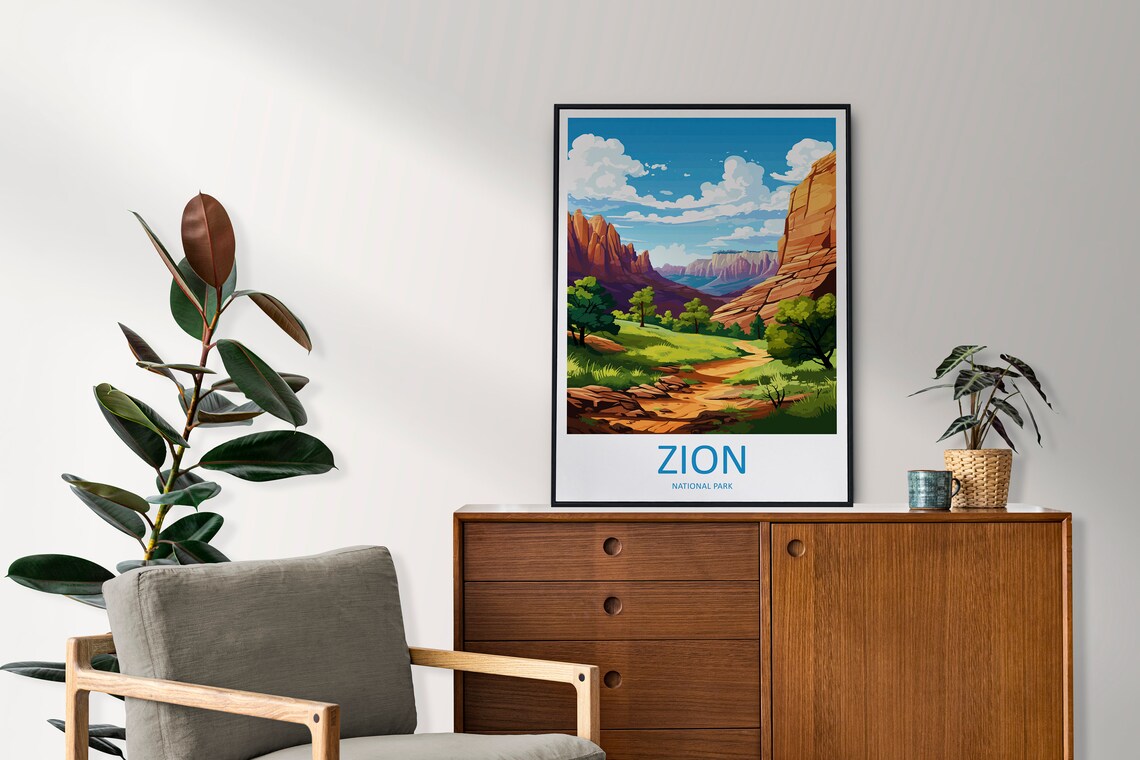 Zion National Park Travel Print Wall Art Zion National Park Wall Hanging Home Dcor Zion National Park Art Lovers Utah Art Lover Gift - Image 2