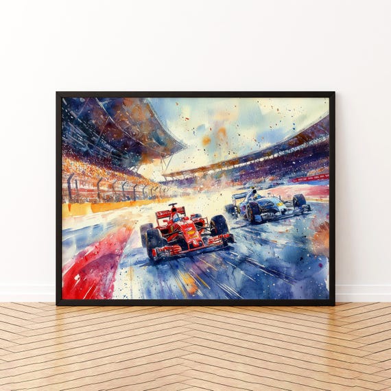 Silverstone Watercolor Poster Landscape Wall Art Hanging Home Dcor Gift Lovers United Kingdom