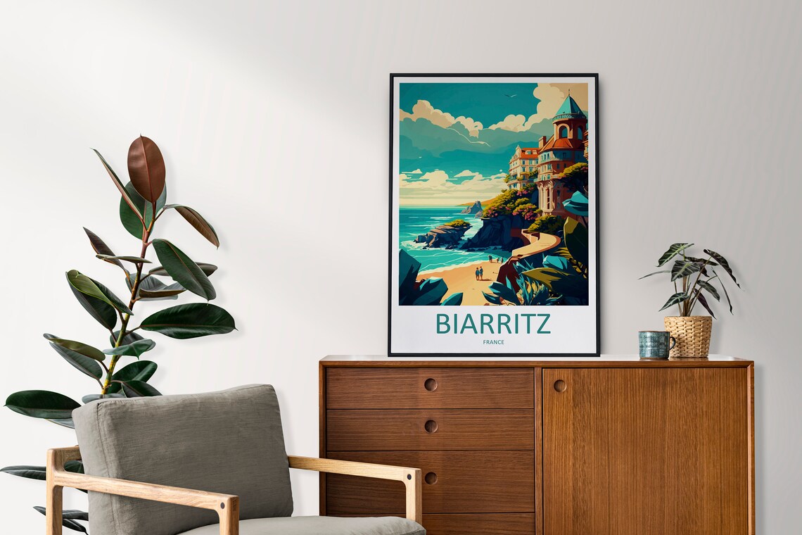 Biarritz France Basque Coast Beach Retro Illustration Travel Poster - Image 2