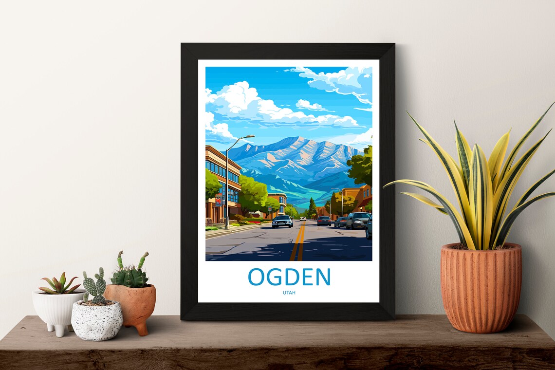 Ogden Utah Historic Downtown Street Wasatch Mountains Poster - Image 3