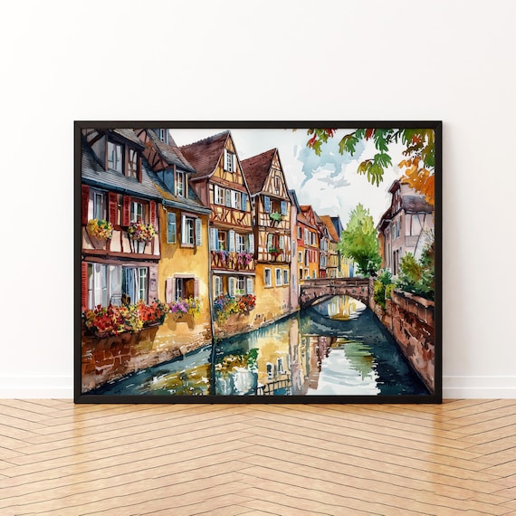 Colmar Watercolor Poster, France Travel Art