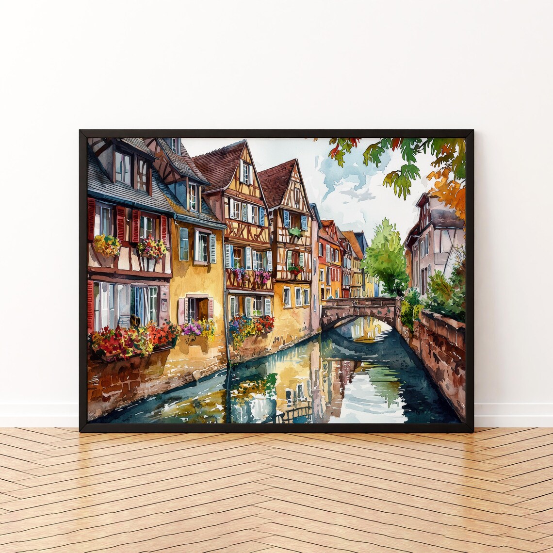 Colmar Watercolor Poster, France Travel Art