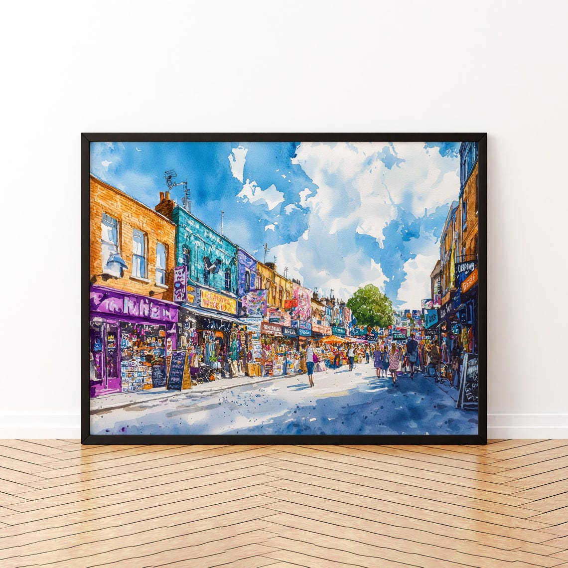 Camden Market London Watercolor Poster Travel Print Street Painting Urban Wall Art Uk Decor Souvenir