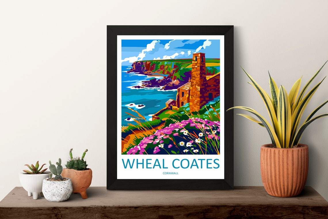 Wheal Coates Cornwall Tin Mine Cliffs Wildflowers Scenic Poster - Image 3