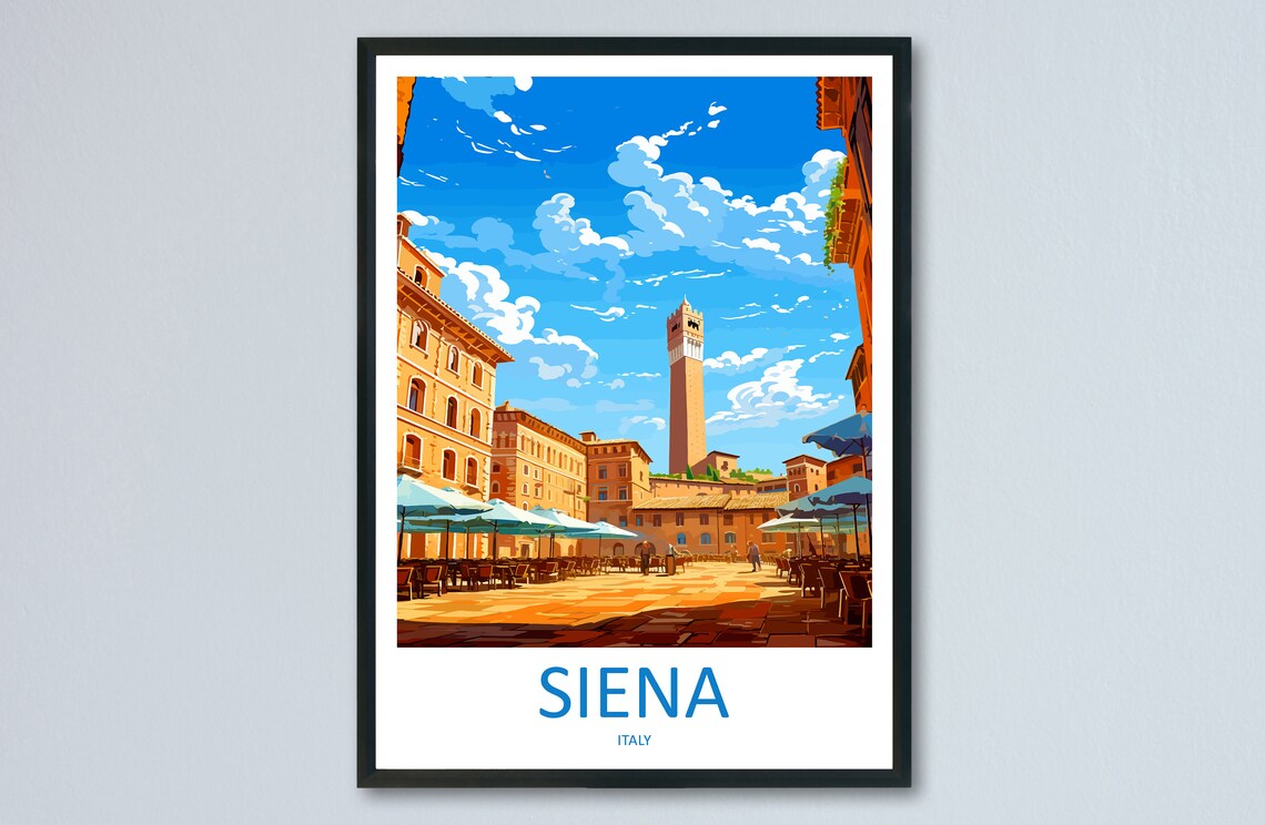 Siena Italy Piazza Del Campo Torre Del Mangia Sunny Square Poster