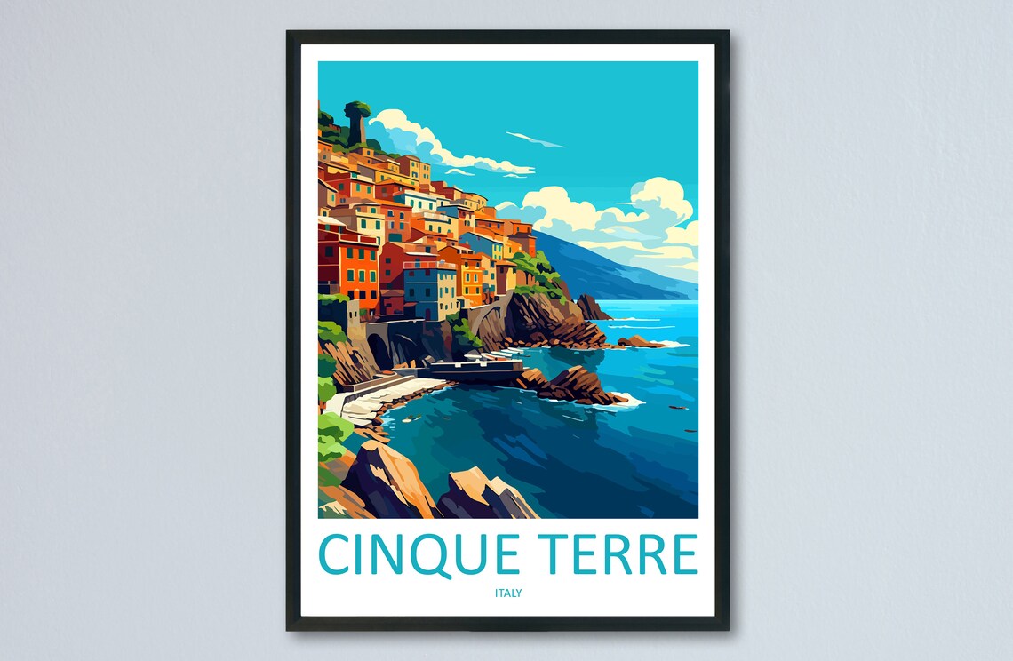 Cinque Terre Italy Travel Poster, Place for Europe Lovers