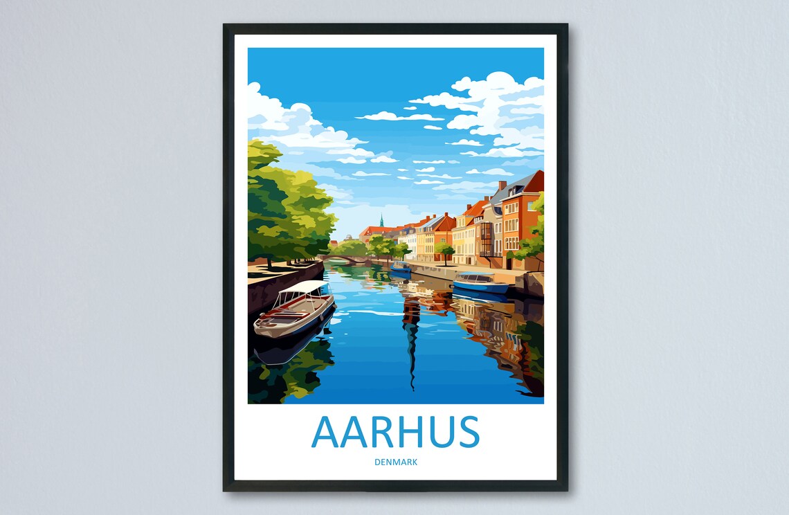 Aarhus Travel Poster, Denmark Wall Art Print