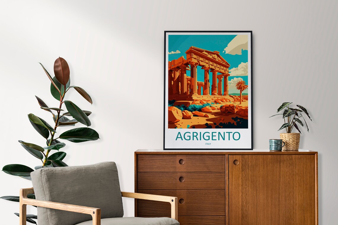 Agrigento Italy Ancient Greek Temple Ruins Travel Art Poster - Image 2