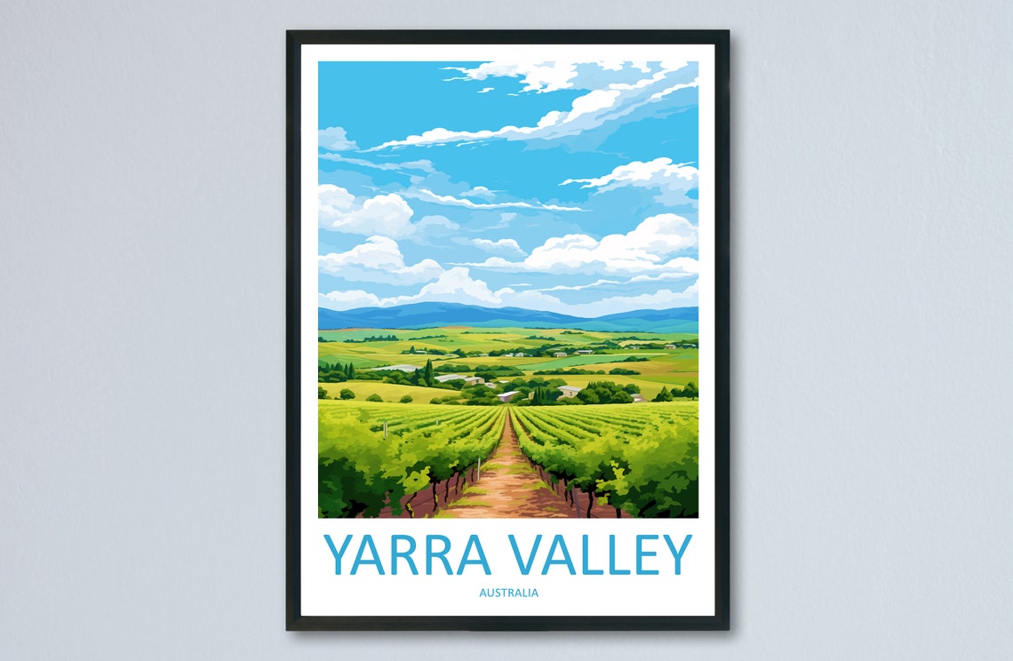 Yarra Valley Australia Endless Vineyard Rows Green Hills Poster