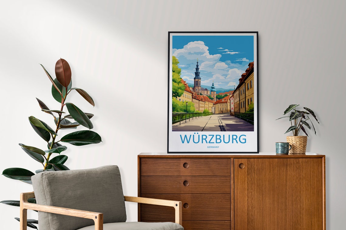 Wrzburg Travel Print Wall Art Wrzburg Wall Hanging Home Decor Wrzburg Gift Art Lovers Wall Art Print Art Wrzburg Germany - Image 2