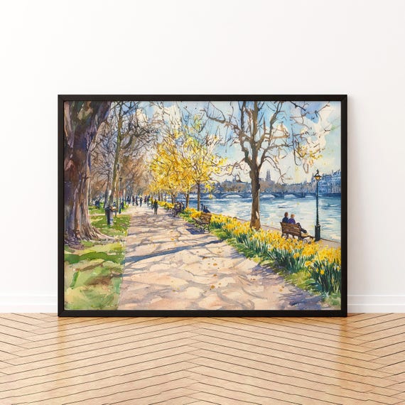 Hyde Park London Watercolor Poster Travel Print City Painting Nature Wall Art Uk Landmark Decor Souvenir