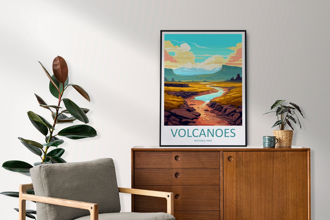Hawaii Volcanoes National Park Volcanic Landscape Travel Poster - Image 2