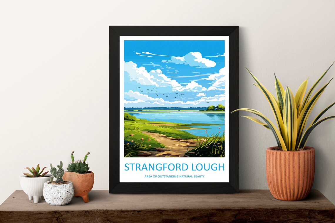 Strangford Lough Travel Poster, AONB Wall Print - Image 3