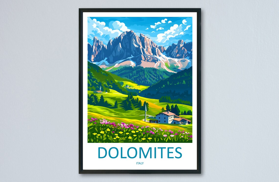 Dolomites Travel Poster, Dolomitic Alps Art