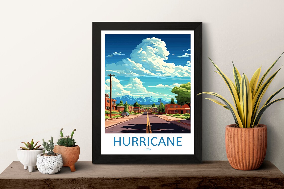 Hurricane Utah Small Town Street Mountain View Travel Poster - Image 3