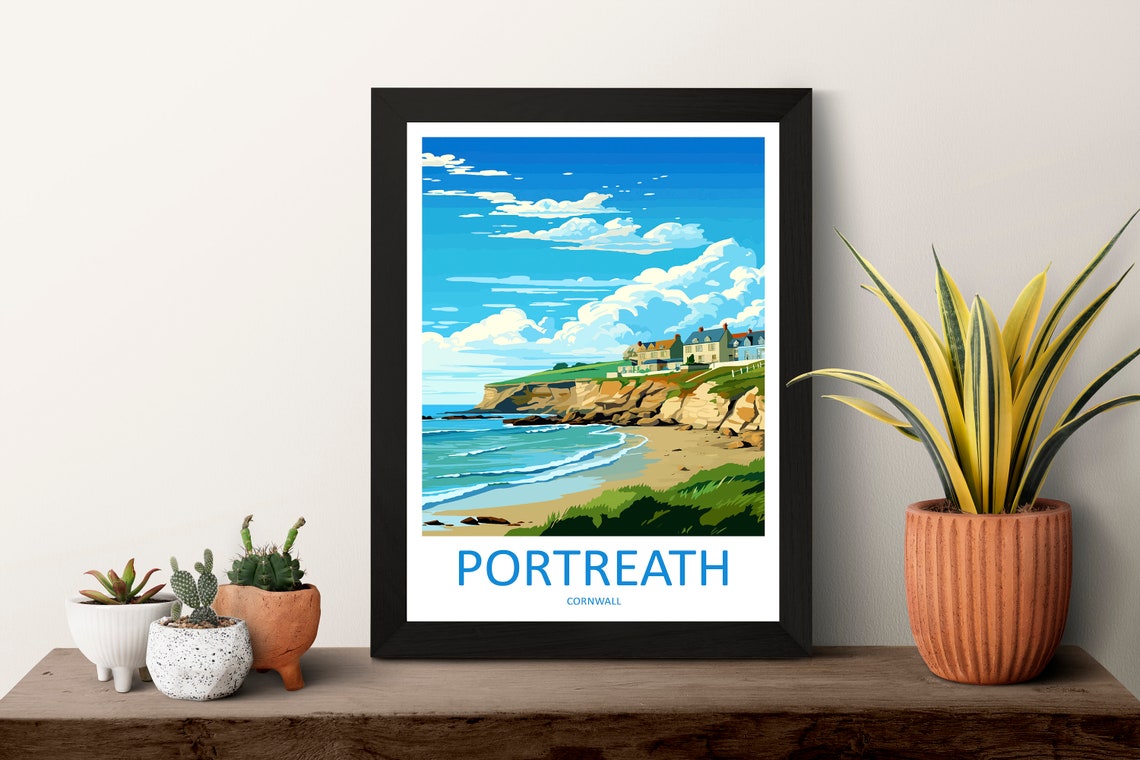 Portreath Cornwall Beach Cliffs Seaside Vintage Travel Poster - Image 3