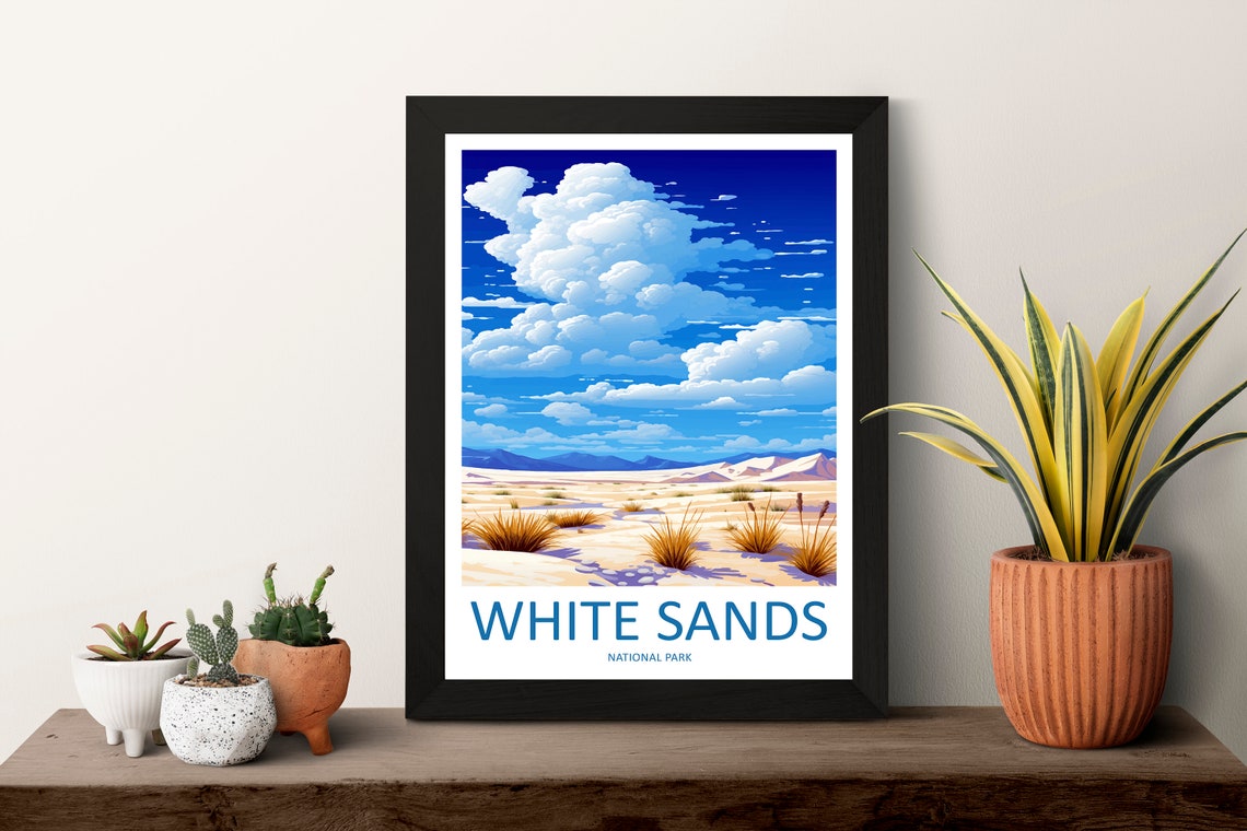 White Sands National Park Desert Dunes Yucca Sky Travel Poster - Image 3