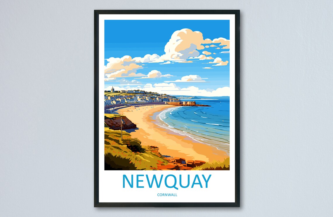 Newquay Travel Poster, Cornwall Wall Art