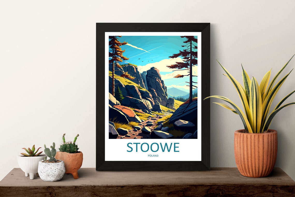 Stoowe Poland Granite Crags Mountain Trail Vintage Travel Poster - Image 3