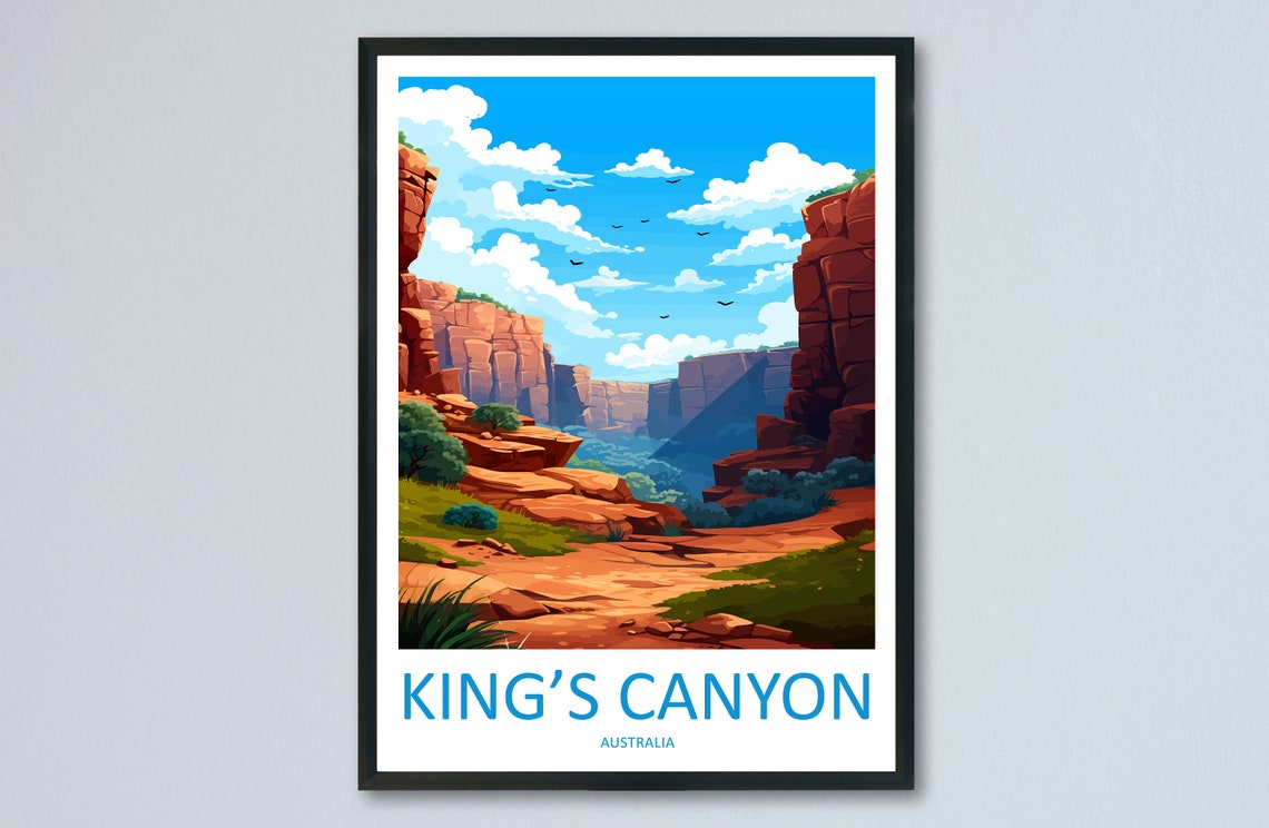 Kings Canyon Australia Red Rock Cliffs and Outback Trail Travel Poster