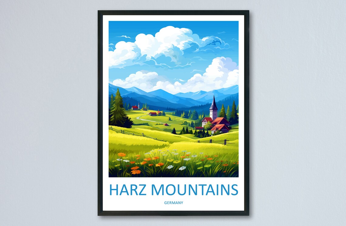 Harz Mountains Travel Poster, Germany Wall Art