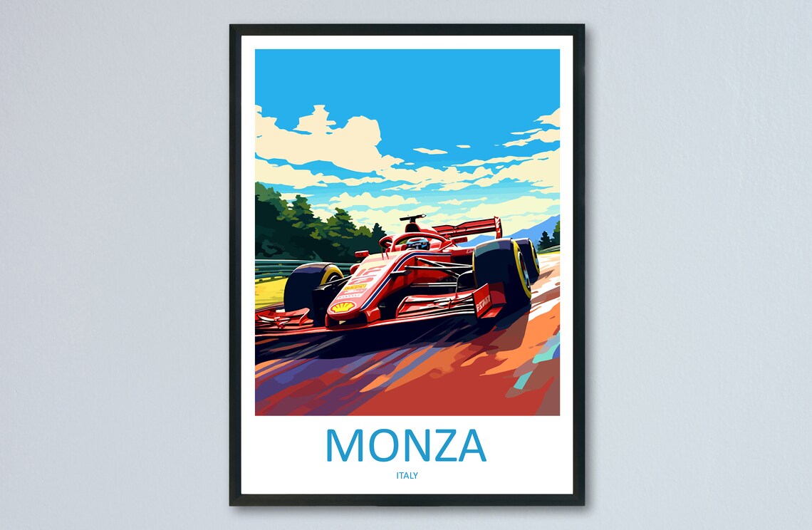 Monza Travel Print, Motorsport Italy Race Car Poster