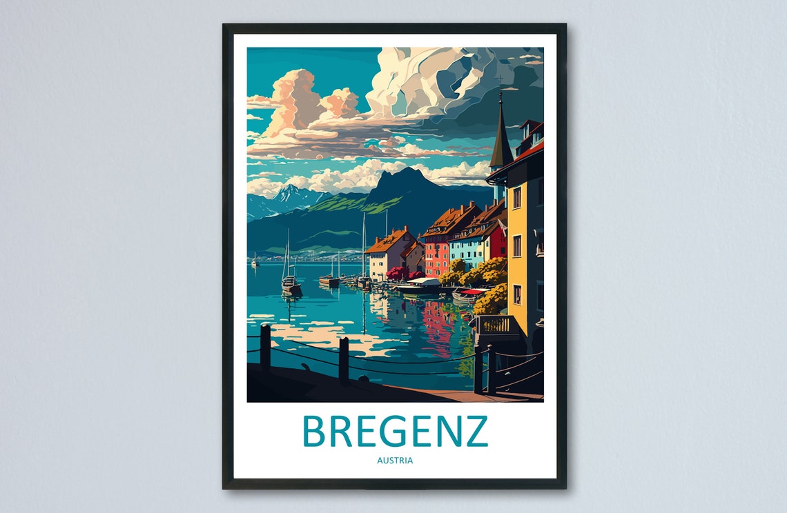 Bregenz Austria Lake Constance Harbor Alpine View Travel Poster