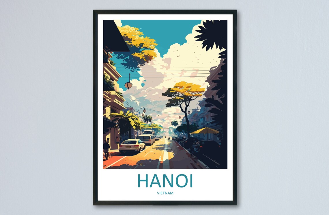 Hanoi Travel Poster, Vietnam Place Wall Art