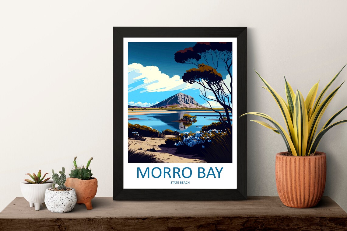 Morro Bay State Beach Travel Poster, California Coast - Image 3