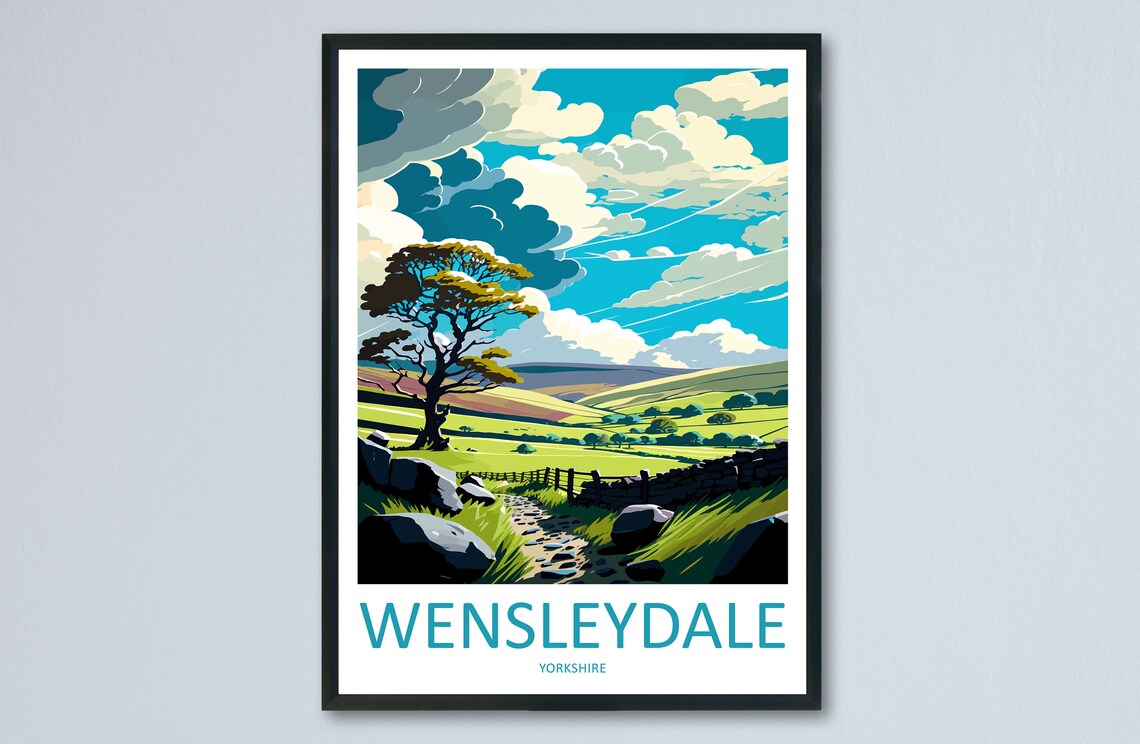 Wensleydale Travel Poster, England Place Art